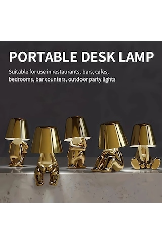 Willowhaven Golden Mr Who-f 1 Adet Modern Altın Ve Gümüş Thinker Masa Lambası Usb Portlu 3 Yönlü Ayarlanabilir Led Yatak Odası Oturma Odası Ofis Füme