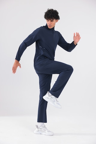 Rowinger Stretch Dokulu Dik Yakalı Fermuarlı Erkek Eşofman Takımı Blue