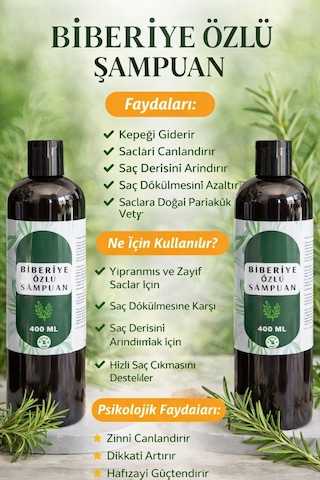 Herbliss Biberiye Saç Bakım Şampuanı Dökülmeye Karşı Sağlıklı Saç Uzatan Onarıcı Besleyici 400 Ml
