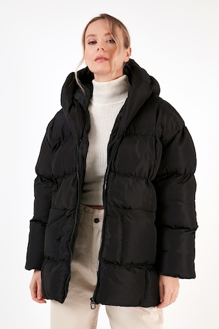Lela Oversize Fit Kapüşonlu Şişme Bayan Mont 640Y047 Siyah