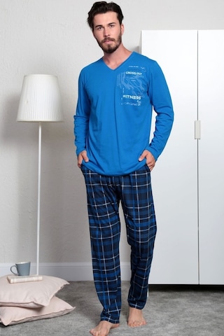 Gazzaz Erkek Uzun Kol Cepli V Yaka Pijama Takım 3286S