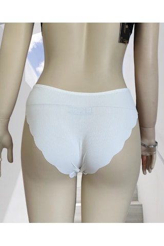 Mikro Lazer Kaşkorse Fitilli Kumaş Normal Bel Dikişsiz Slip/külot Ekru