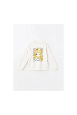 LC Waikiki Lcw Kids Ekru Bisiklet Yaka Kız Çocuk Kalın Sweatshirt 2'li
