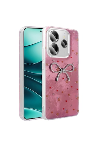 Xiaomi Redmi Note 14 5g Kılıf Kamera Korumalı Figürlü Zore Ponti Silikon Kapak Açık Pembe