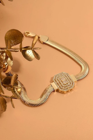 Çgk Çiğdem Gürel Kuyumculuk Sıralı Baget Kalın Balık Sırtı Zincir Altın Bileklik Çok Renkli