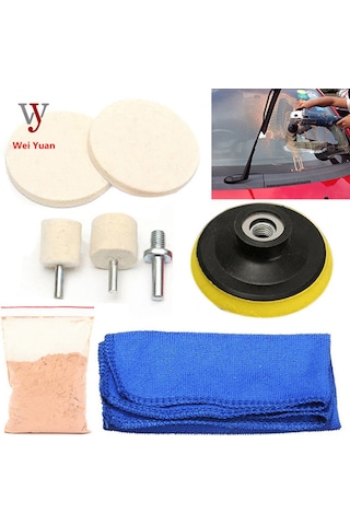 Teltree Araba Camı Çizik Tamiri Ve Parlatma Seti 8 Parça - Seramik Tozlu, Profesyonel Aracı, Mavi Havlu Dahil
