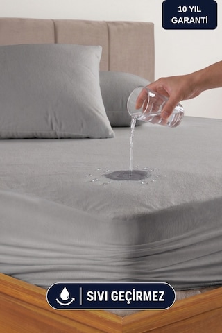 Formeya Pamukkale Gri Mikro Fitted Sıvı Geçirmez Yatak Koruyucu  TekKişilik  Alez