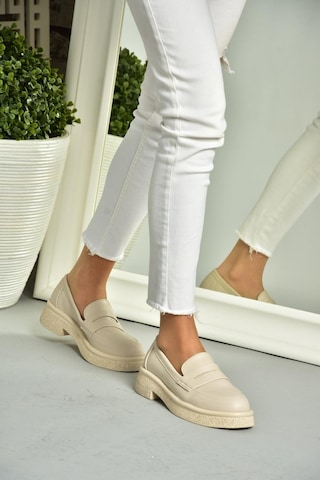 Fox Shoes S996310009 Bej Kalın Tabanlı Günlük Kadın Ayakkabı Bej