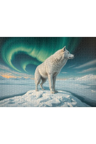 Nova Puzzle 1000 Parça Aurora Altındaki Beyaz Kurt Puzzle