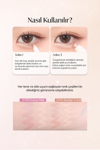 Çift Taraflı Kapatıcı Ve Işıltılı Kalem Far Perıpera Sugar Twinkle Duo Eye Stick 05 Frozen Pink 05