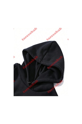 Tarzsokak Busan Güney Kore Mektup Desen Erkekler Büyük Boy Hoodie Rahat Hoody Sonbahar Moda Streetwear Siyah