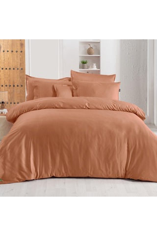 Sarev Monochrome Terracotta %100 Pamuk Saten ''300 Tc" Nevresim Takımı Ks V13 Kahverengi