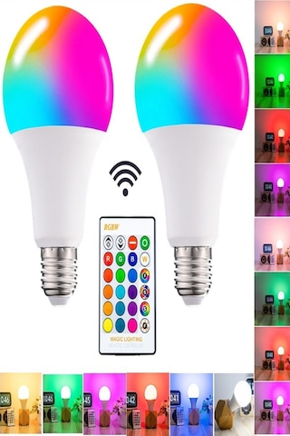 Calido Rgb 10 Wat Led Uzaktan Kumandalı Renkli Foksiyonlu Renkli Ampul Lümen E27 Duy Işık Beyaz