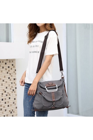 Jeemson Kadınlar İçin Kumaş Backpack, Çok Fonksiyonlu Sırt Çantası, Retro Stili, Gri Renk, Tek Omuz/el Çantası, Dayanıklı Ve Konforlu Çok Renkli