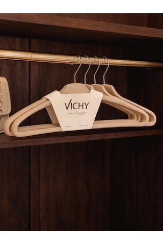 Vichy 5 Li Kaymaz Yüzeyli Askı 42,5 Cm Bej Renk Elbise & Gömlek Askısı Vch-7023 Açık Bej