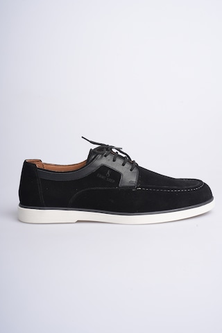 Fame Step Hakiki Deri Erkek Loafer Ayakkabı Casual Süet Günlük Rahat Bağcıklı Model Ravenna siyah