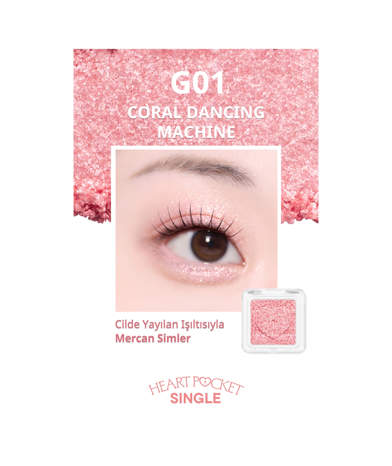 Peripera Heart Pocket Single G01 Coral Dancing Machine G01