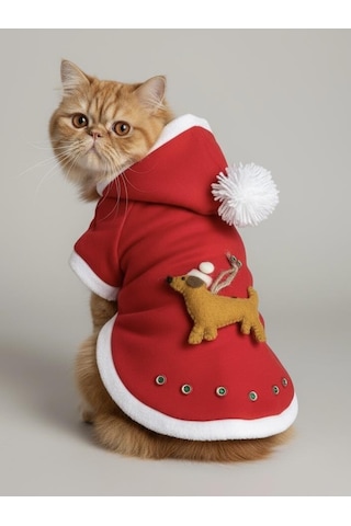 Buddy Kapşonlu Yılbaşı Kedi Sweatshirt Noel