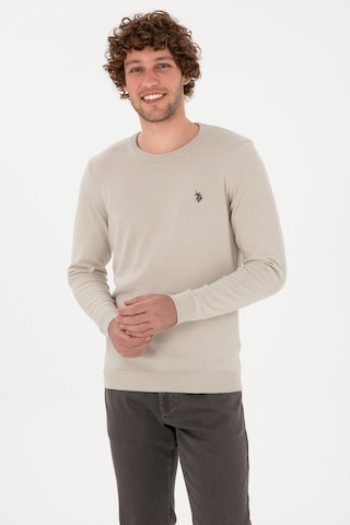U.S. Polo Assn. Erkek Slim Fit Bisiklet Yaka Taş Basic Kazak 50313713-VR049