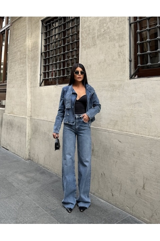 Out Of Standart Kadın Straight Leg Normal Bel Düz Paça Jean Pantolon İce Blue