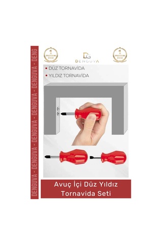 Tornavida Profesyonel Ev Tipi Dayanıklı Çelik Uçlu Ergonomik Saplı Pratik Onarım Düz Yıldız 2'li To
