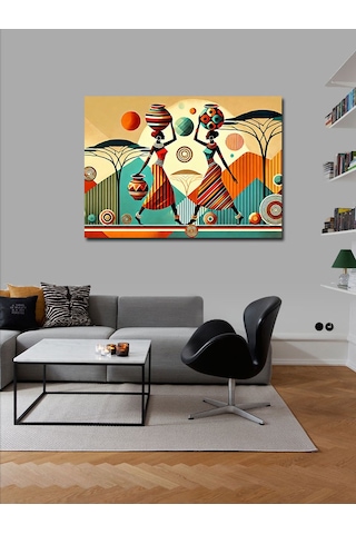 Kanvas Tablo Retro Afrikalı Kadın Çizimi 70cmx100cm