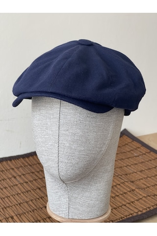 Aida Jewelss Yazlık Keten Peaky Blinders Kasket Dökümlü Astarlı Arkası Lastikli Kasket Şapka Lacivert
