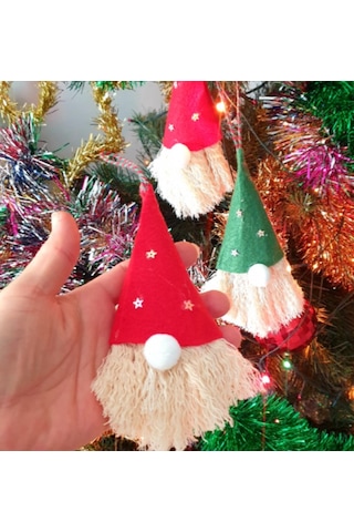 2 Li Yılbaşı Şans Cücesi Gnome Ağaç Süsü