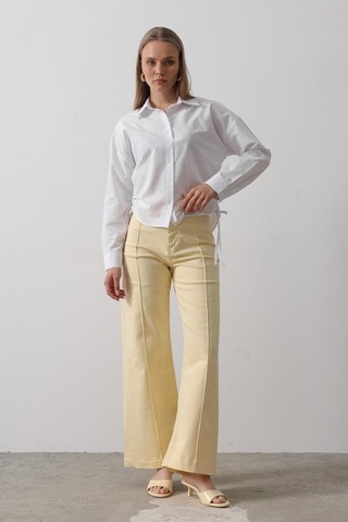 The İstanbul Yanları Bağlamalı Basic Gömlek - Beyaz Beyaz