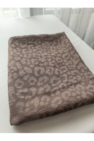 Laurel Scarf Leopar Desen Pamuk Ayrobin Jakar Şal Gülkurusu