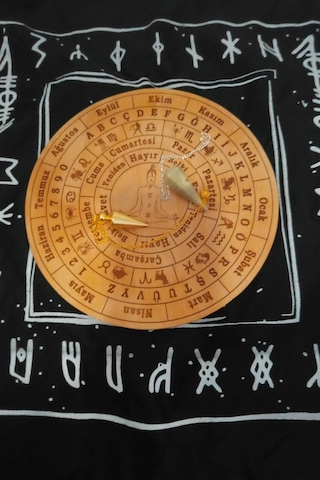 Pandül Sarkaç Tahtası Türkçe Ahşap Sarkaç Örtüsü Pirinç Pandül Doğal Taş Sarkaç Ritüel Set