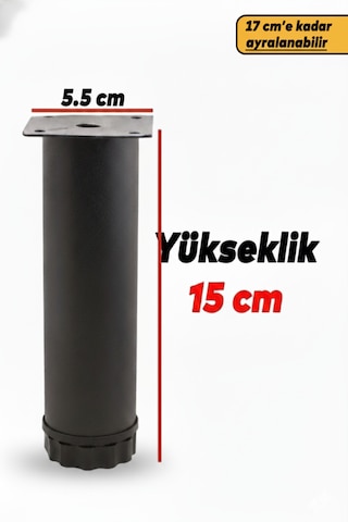 Yuenze Ayarlanabilir Mobilya Kanepe Baza Koltuk Metal Destek Yükseltici Ayağı 15 Cm 8 Adet Siyah