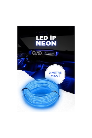 Her Araca Uyumlu Universal İp Neon Led - Mavi Renk 2 Metre 12v