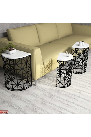 Variant Stil 3 Lü Zigon Sehpa - Beyaz