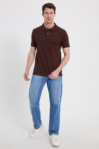 Tudors Erkek Slim Fit Dar Kesim %100 Pamuk Kahverengi Polo Yaka Tişört-46217 Kahverengi