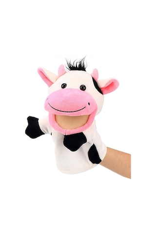 2 Li Eşek Ve İnek Peluş El Kuklası Seti Ağzı Hareket Eden Eğitici Kuklalar Çok Renkli