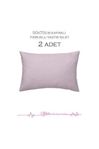 2 Adet Lüks Pamuklu Yastık Kılıfı 50x70 Kapaklı Model, Pamuklu Yastık Kılıfı Lila