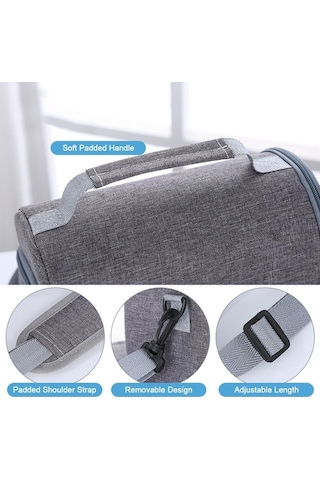 Pazly İki Katmanlı Taşınabilir İzole Soğutucu Çanta - Öğle Yemeği, Kamp, Piknik, Bbq, Gri Gri