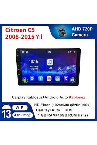 Citroen C5 2008-2015 Yıl 1gb Ram 16gb Rom Navigasyon Carplay Mult