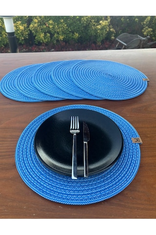 6 Lı Yuvarlak Supla Takımı Kolay Temizlenebilir, Modern Sofralar İçin Lacivert