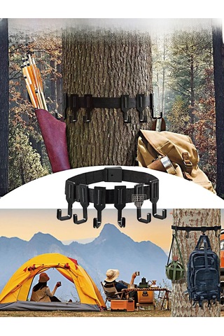 Yunboo Doğa Kampı Ağaç Kanca Seti - 1.5m Asker Yeşili Örgü Kayış + 10 Adet Dayanıklı Kanca - Kolay Kurulum Outdoor Çanta Aletleri Asma Gereci Haki