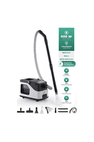 Kt-503 Premium Koltuk & Halı Yıkama Makinesi 800w 17 Kpa Beyaz