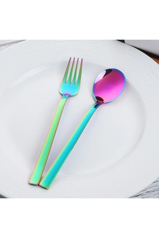 Lemestar Stüdyo Çelik Salata Servis Seti - Hafif, Dayanıklı Ve Şık Multicolor Tasarım, 14.6 Cm Uzunluk, 75 Gr Ağırlık, Yetişkinler İçin Mükemmel Tabak Ürünü Renkli