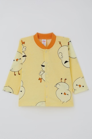 Breeze Erkek Bebek Pijama Takımı Sevimli Civciv Desenli Önden Çıtçıtlı 4 Ay - 1 Yaş , Sarı