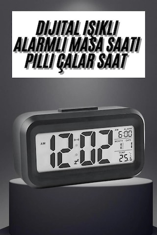 Gece Dijital Masa Saati Dijital Alarmlı Led Ekran Pilli Çalar Saat Diğer 77006277