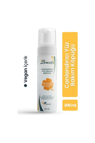 Canlandırıcı Bitki Özlü Doğal İçerikli E Vitamini Panthenol Gleserin Vegan Yüz Temizleme Köpüğü 200 Ml