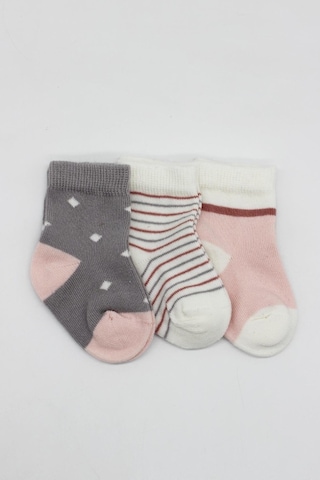 Akıllı Bayi 3'lü Penye Kız Soket Çorap 10112 Gri Renkli