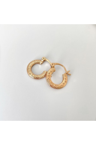 Premium Rose Gold Etnik Desenli Halka Küpe