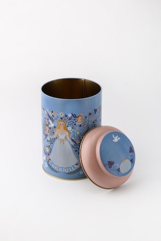 Fairytale Cinderella Desenli Yuvarlak Metal Saklama Kabı, 10,5 X 15 Cm, 1,1 Lt Desenli