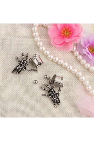 Homyl 2 Adet Paslanmaz Çelik İskelet El Kulak Tıkaçları 12mm Gümüş